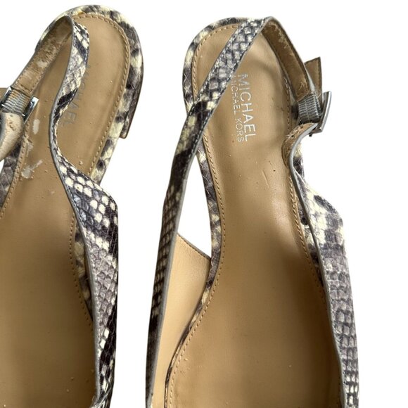 MICHAEL KORS Snake Print Leather Flat Slingbacks Size 9.5 - Picture 6 of 9